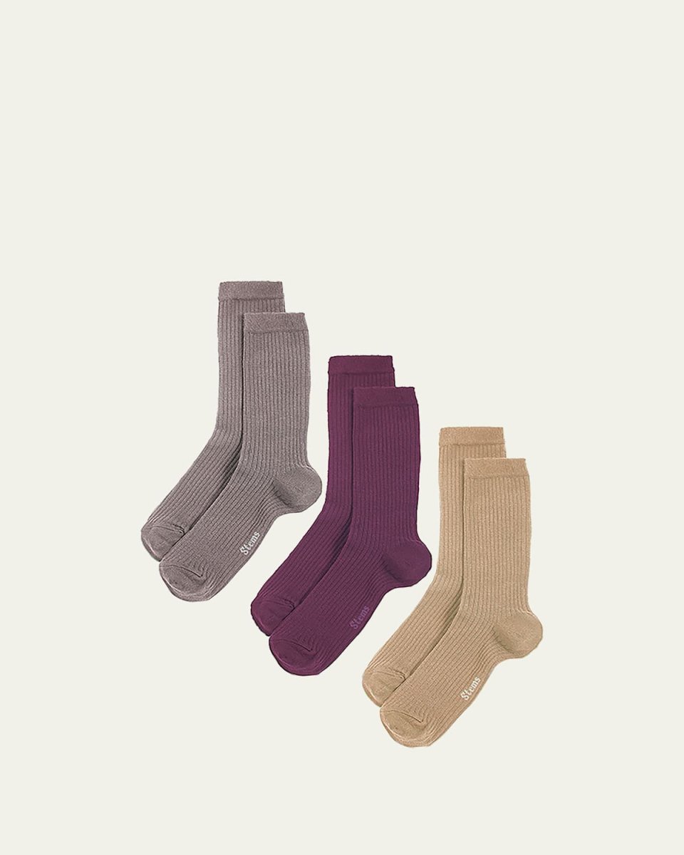 Ribbed Cashmere-Blend Crew Socks 3-Pack
